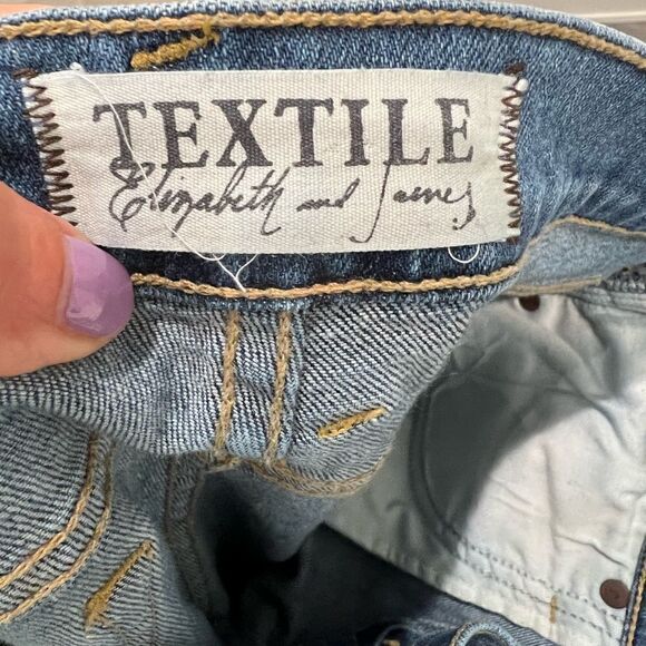 TEXTILE elizabeth & james stewart flare jean rips & slits sz 27 EUC light wash - Picture 12 of 14